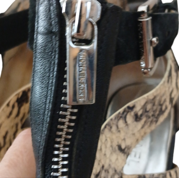 Michael Kors Anya Block Heel Caged Snakeskin Leather Heels, Size: 8 M - Picture 6 of 10